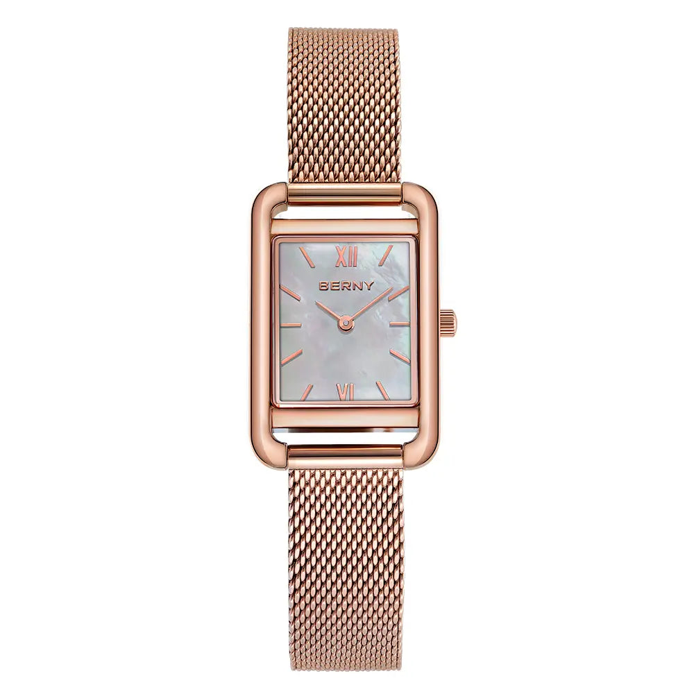 BERNY - Relógio Feminino Quartz Quadrado Rose Gold - 2794L